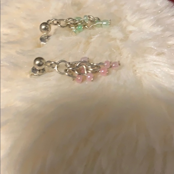 Vintage Pink and green pierced earrings - Picture 9 of 9